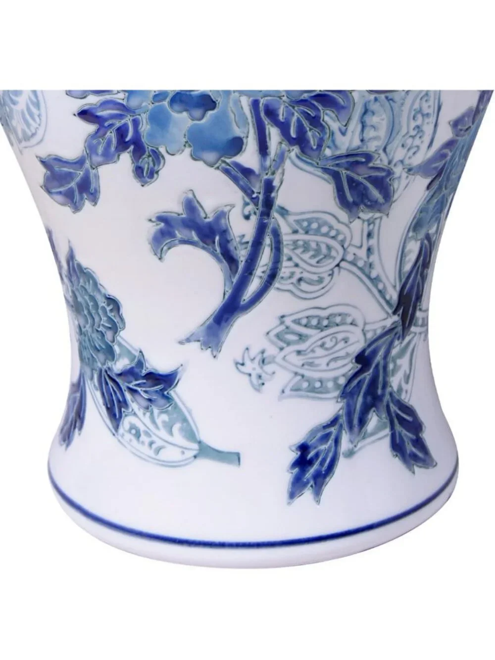 Hand-Painted Blue & White Floral Porcelain Vase, 13